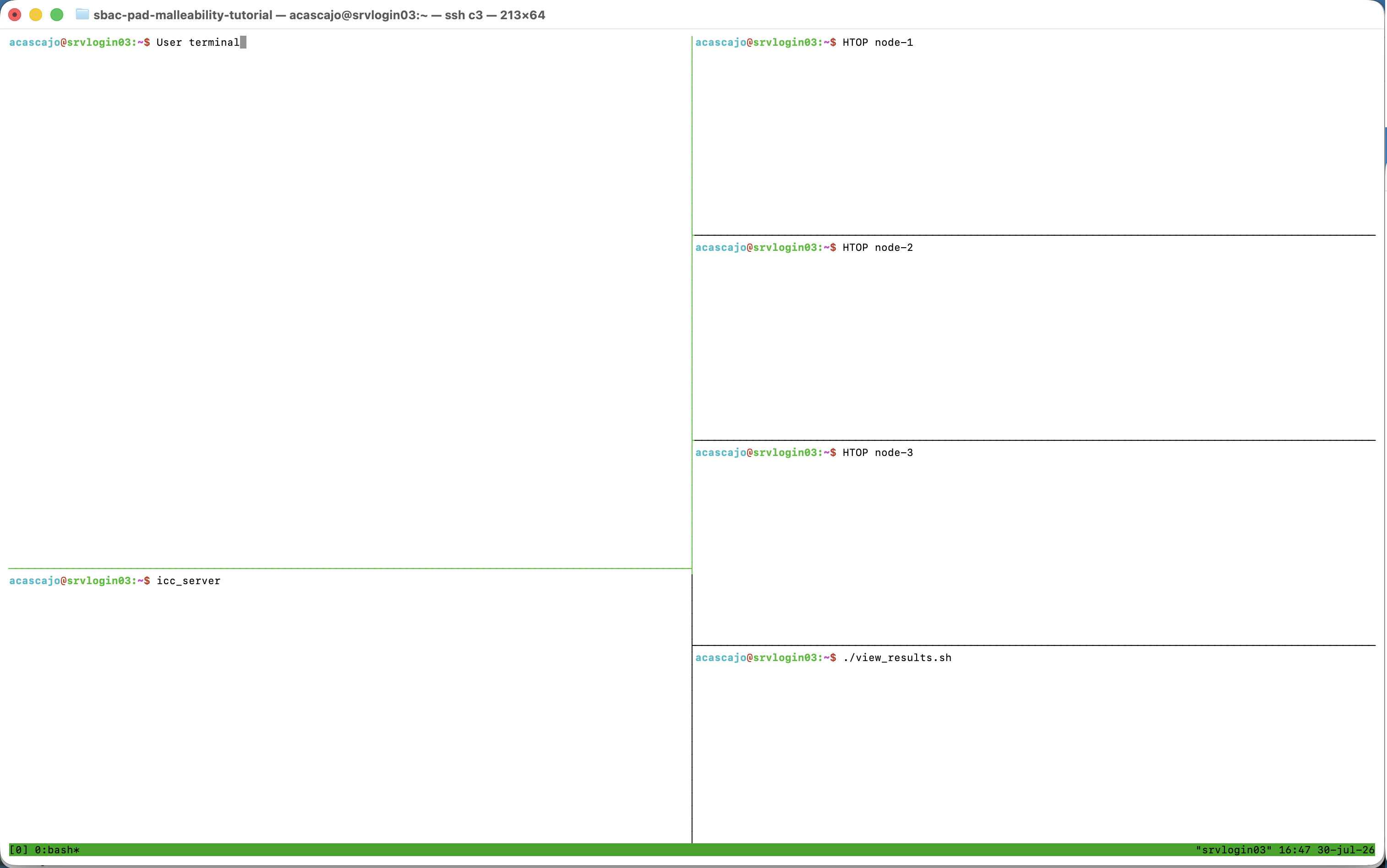 Proposed layout with tmux or individual terminals